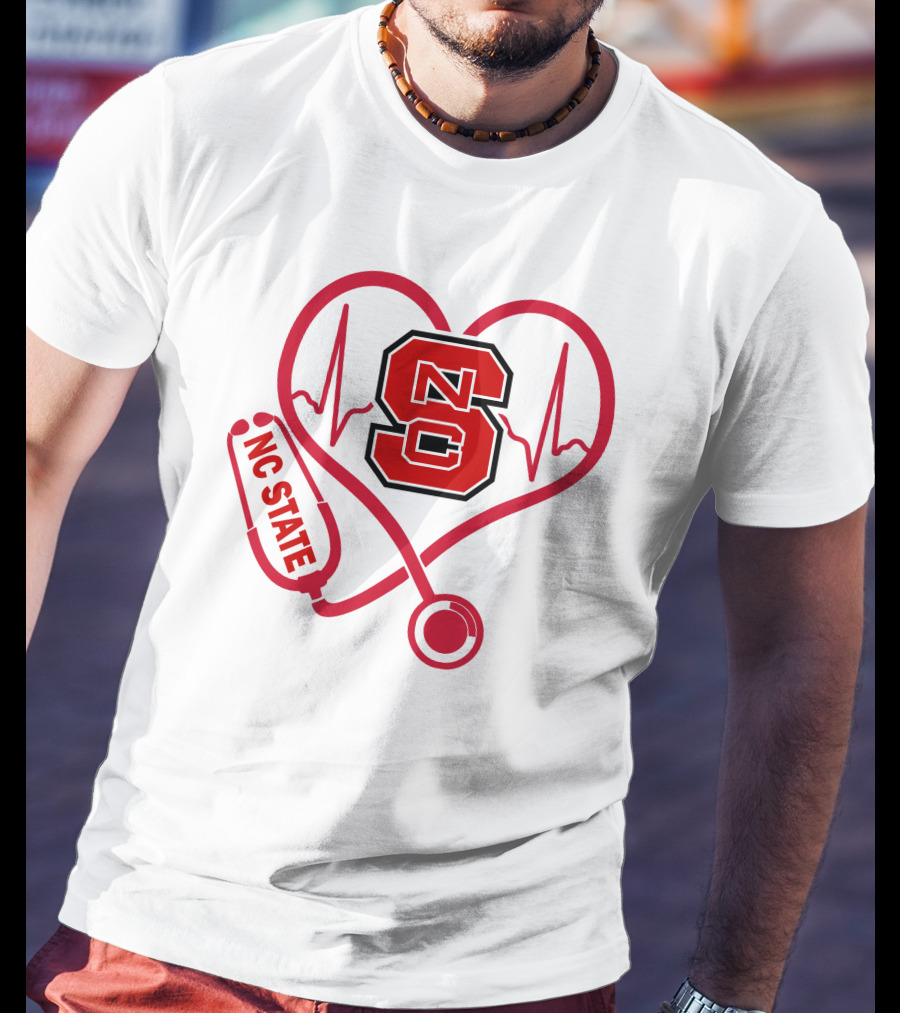 Nc State Wolfpack Heartbeat Nurse Love T-Shirt