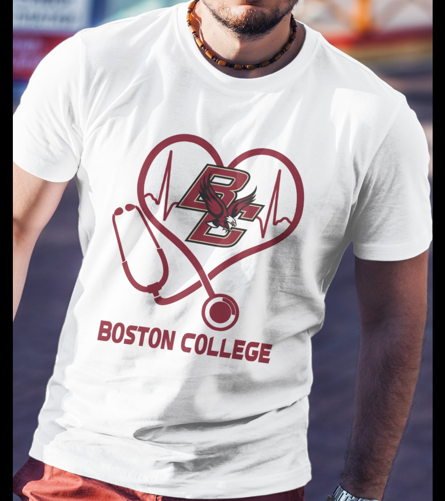 Nurse Heartbeat Love Boston College Eagles T-Shirt