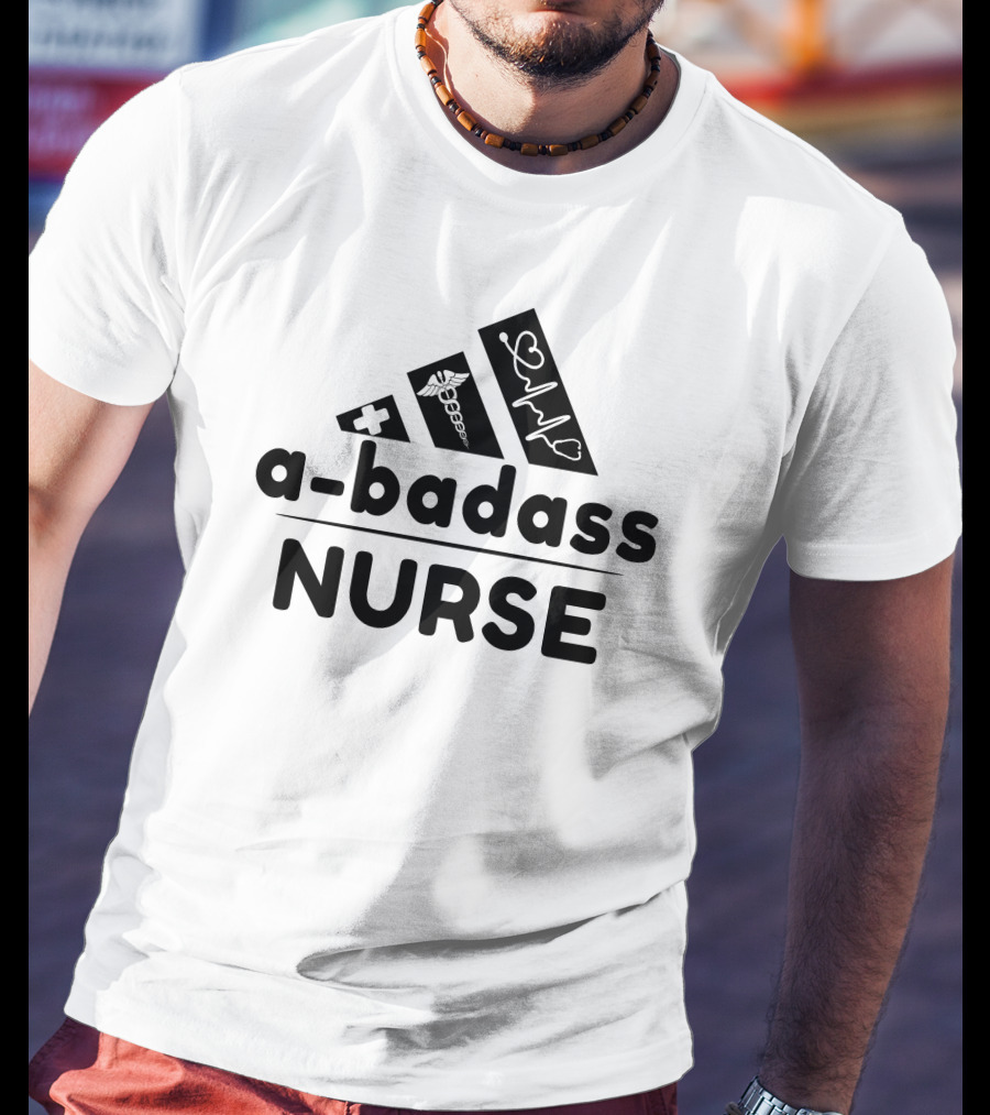 A-Badass Nurse Medical Heartbeat Symbol T-Shirt