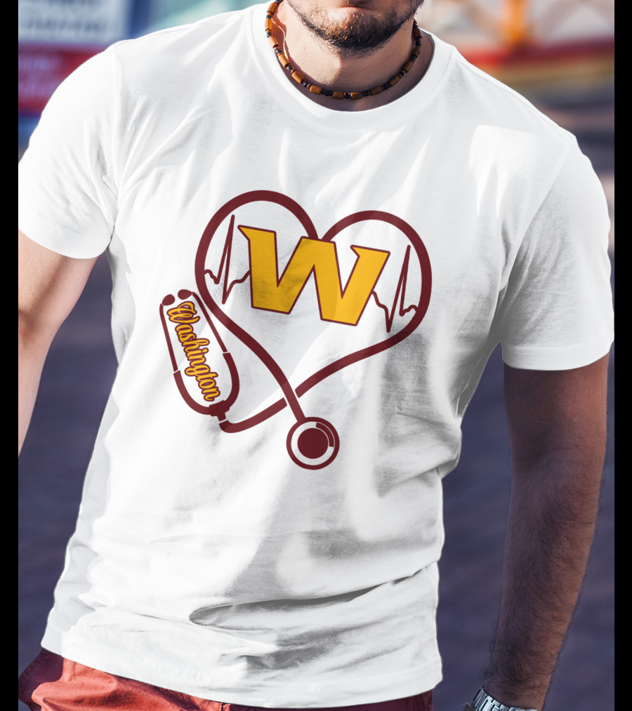 Washington Nurse Love Heartbeat Stethoscope W T-Shirt