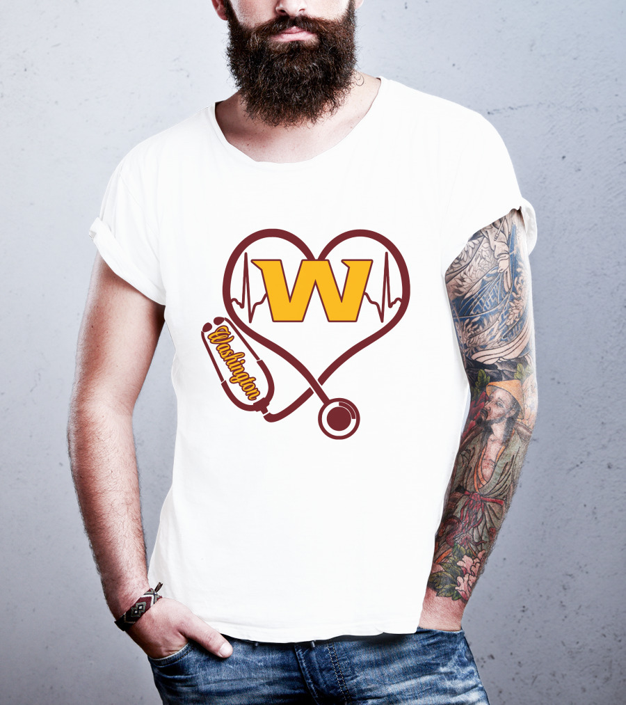 Washington Nurse Love Heartbeat Stethoscope W T-Shirt