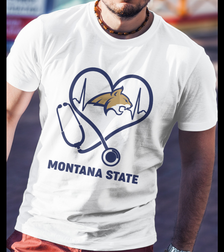 Montana State Bobcats Nurse Heartbeat Stethoscope T-Shirt