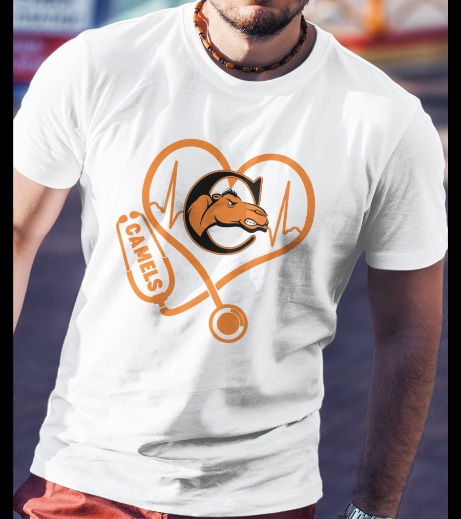 Nurse Love Camels Heartbeat Campbell Fighting Camels T-Shirt