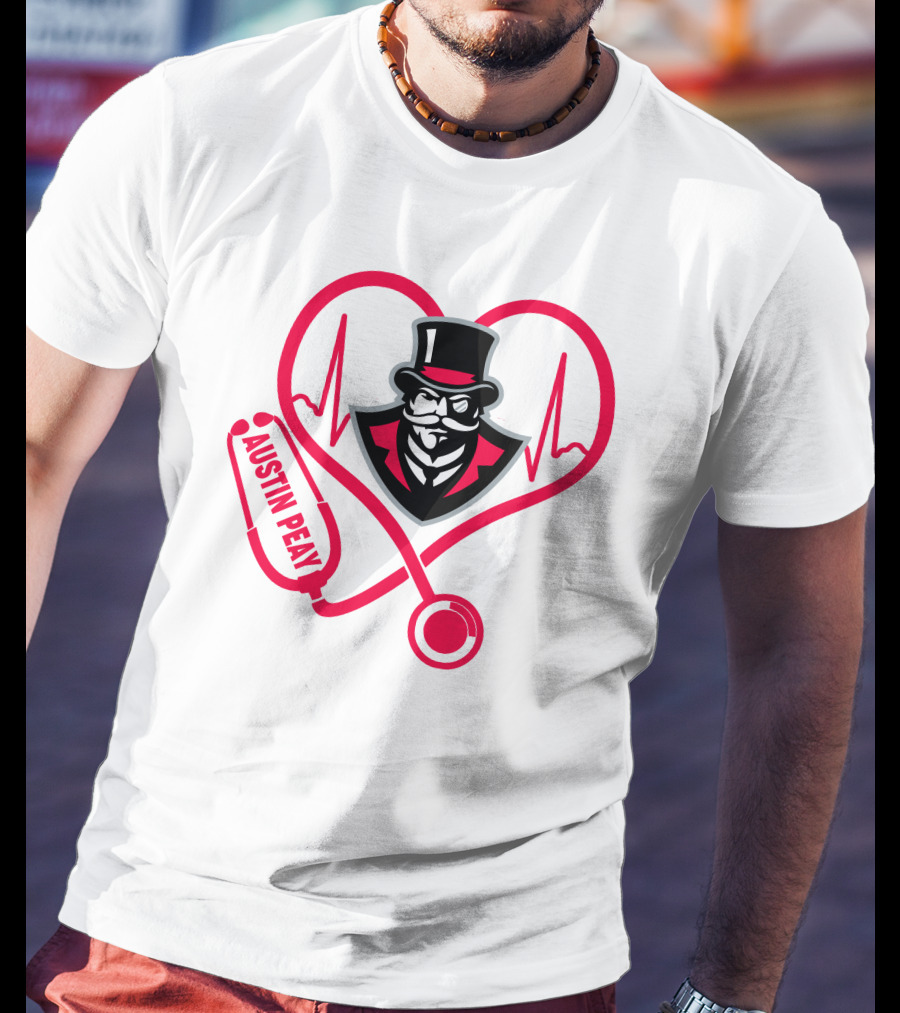 Austin Peay State University Nurse Heartbeat Stethoscope T-Shirt
