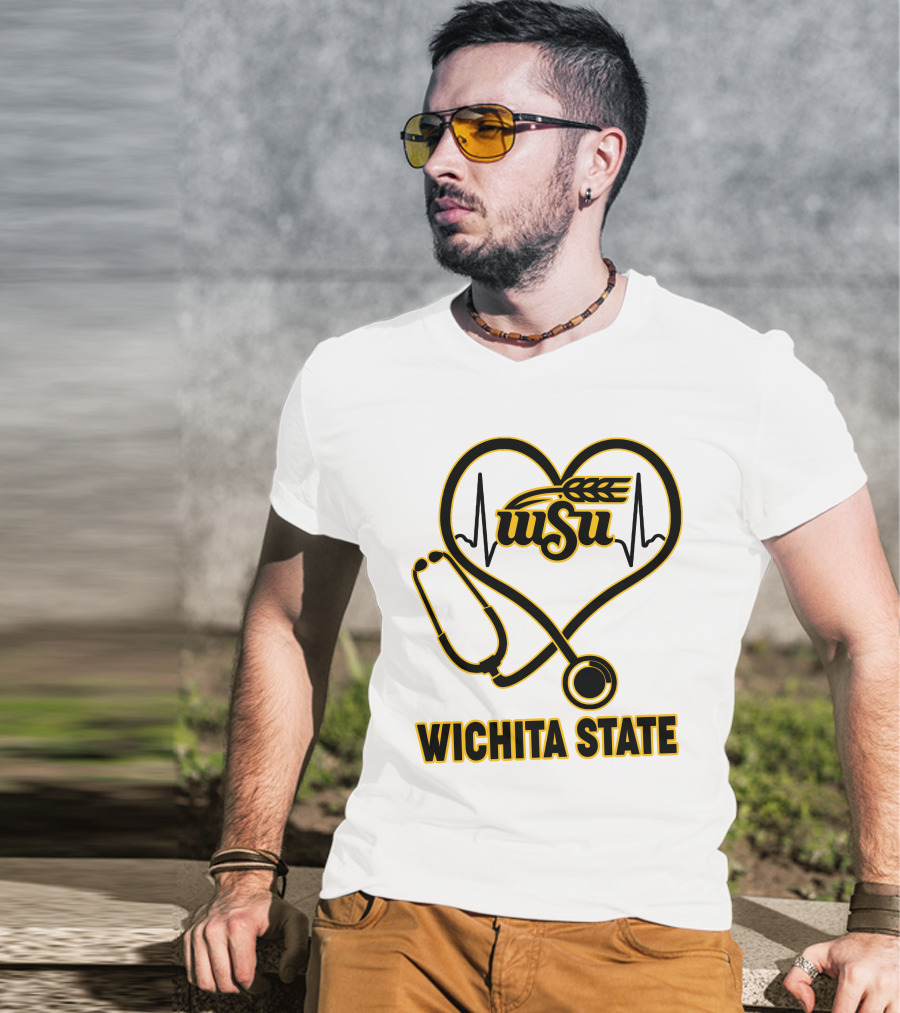 WSU Heartbeat Stethoscope Wichita State T-Shirt