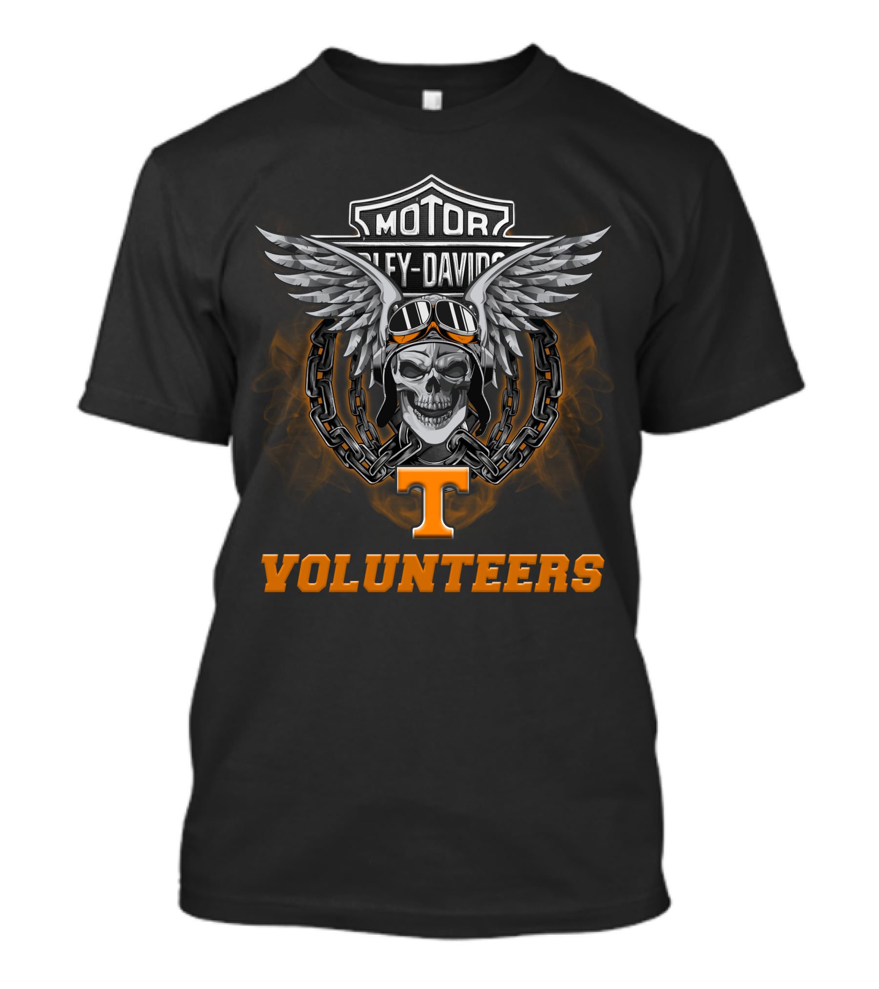 Harley Davidson Motor Tennessee Volunteers Skull Wings Chain T-Shirt