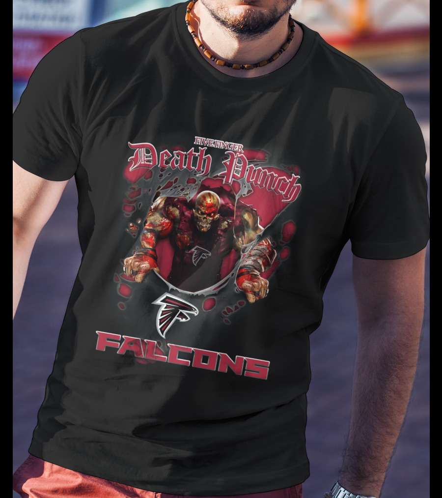 Five Finger Death Punch Nfl Atlanta Falcons Harley Davidson Motorcycle Biker T-Shirt
