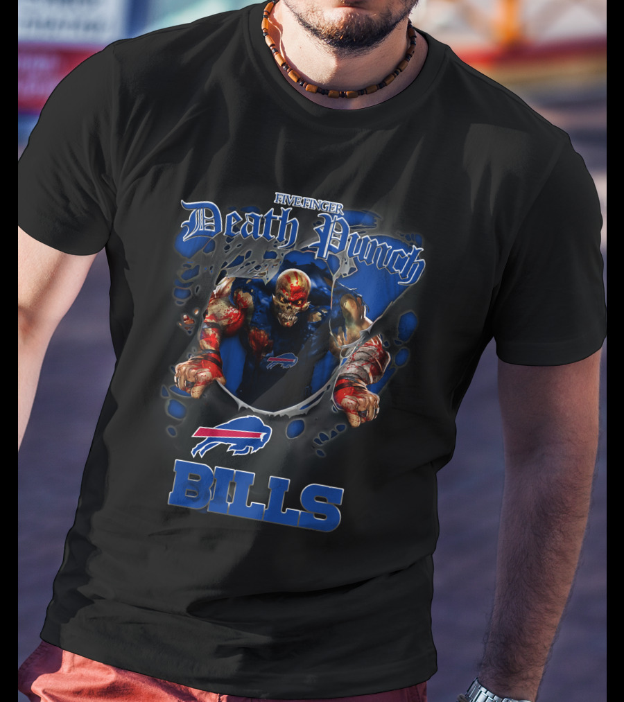 Five Finger Death Punch Buffalo Bills Nfl Harley Davidson Motorcycle Biker T-Shirt