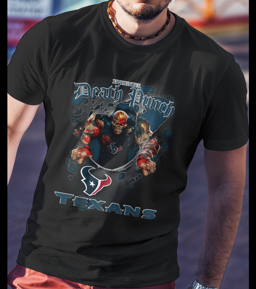 Five Finger Death Punch Harley Davidson Motorcycle Biker Nfl Houston Texans T-Shirt