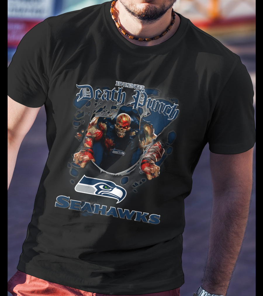 Five Finger Death Punch Seattle Seahawks Nfl Harley Davidson Motorcycle Biker T-Shirt