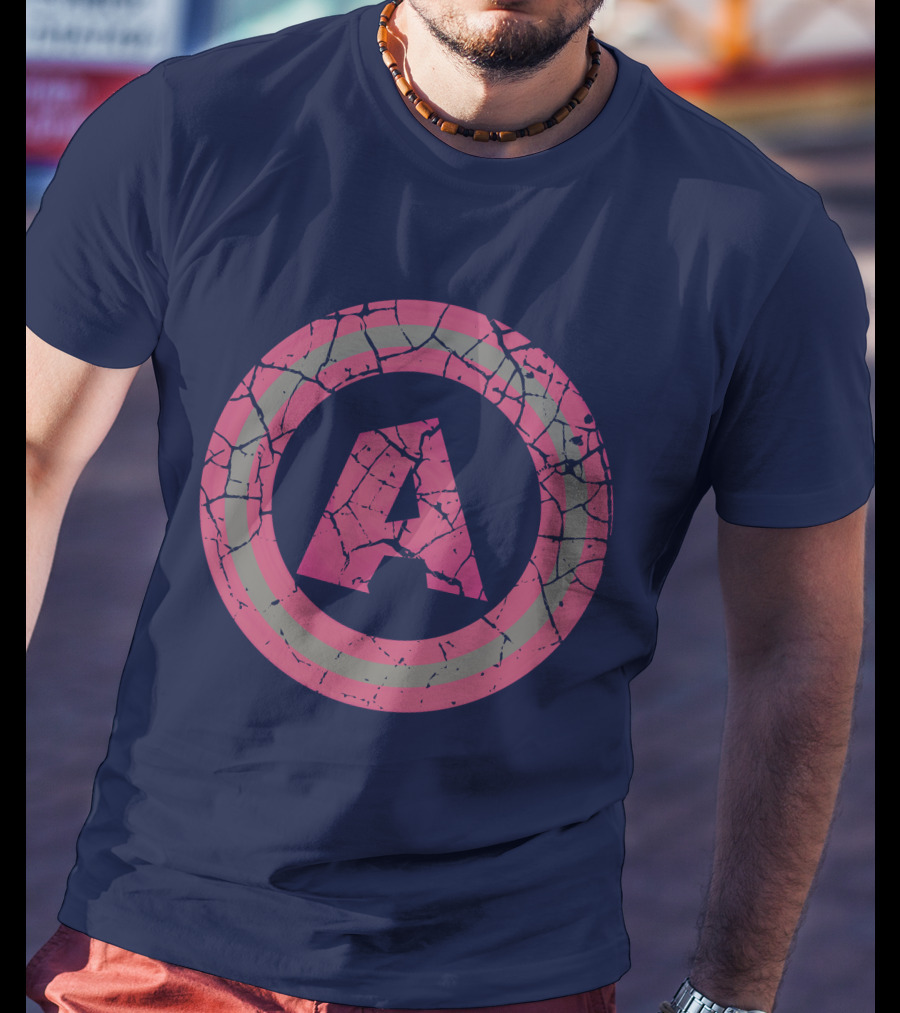 Cracked Pink And Grey Letter A With Circle T-Shirt