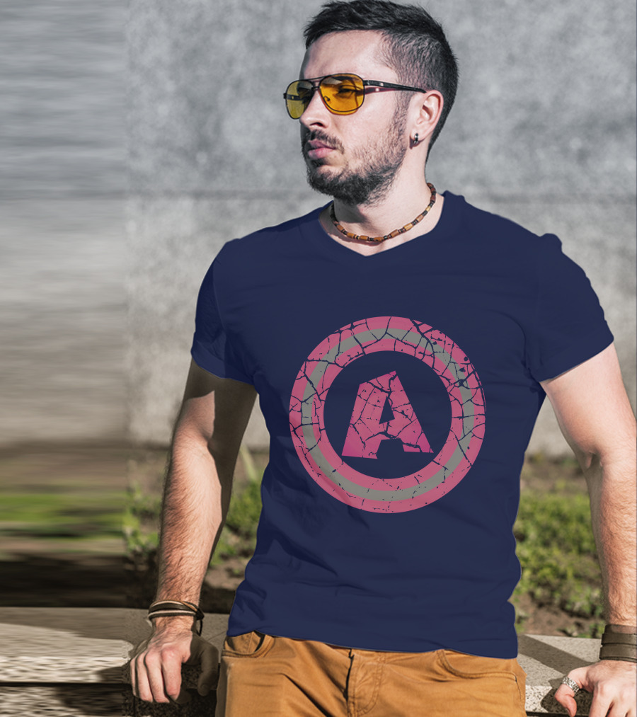 Cracked Pink And Grey Letter A With Circle T-Shirt