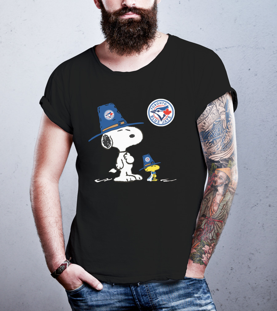 Toronto Blue Jays Snoopy And Woodstock Baseball Fanatic Duo T-Shirt