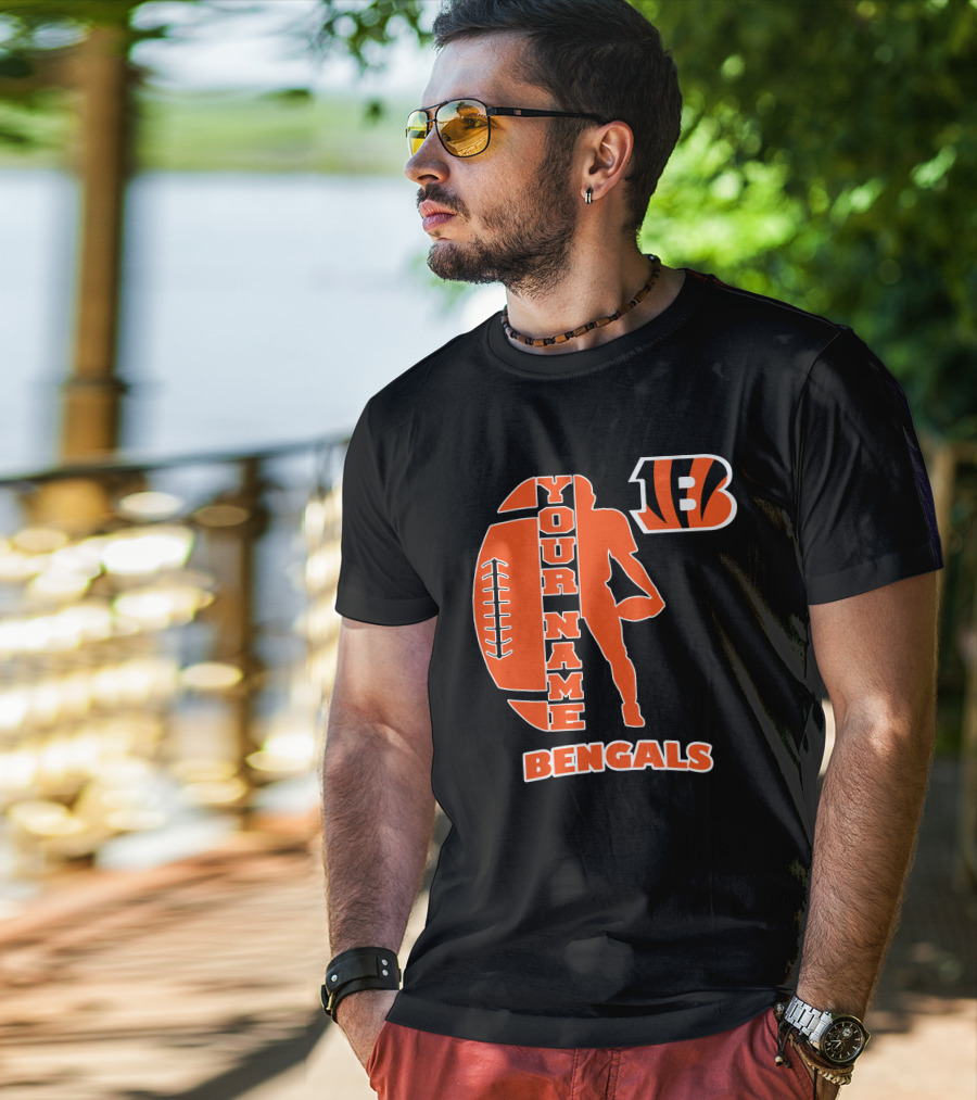 Your Name Bengals Football Silhouette B T-Shirt