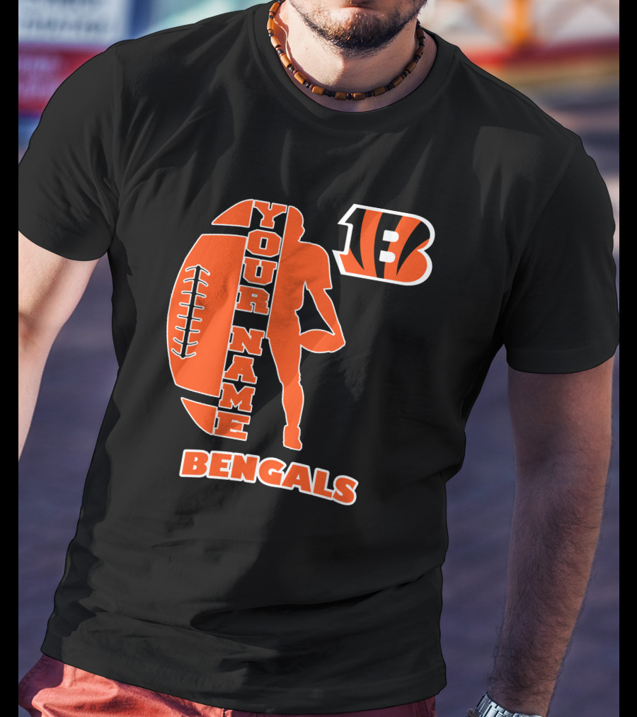 Your Name Bengals Football Silhouette B T-Shirt