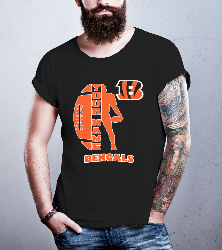 Your Name Bengals Football Silhouette B T-Shirt