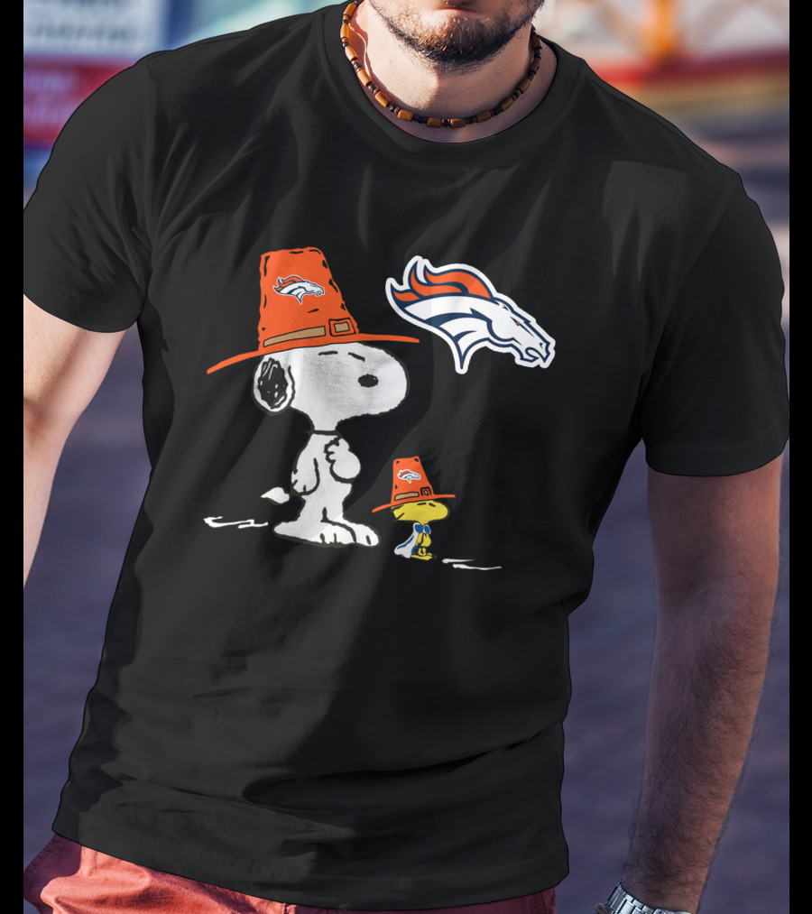 Denver Broncos Snoopy Woodstock Cartoon Football T-Shirt