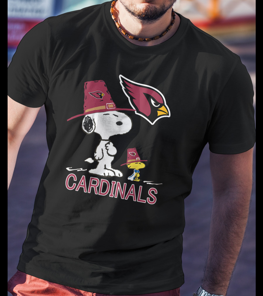 Snoopy Cardinals Peanuts Woodstock NFL Football Hat T-Shirt