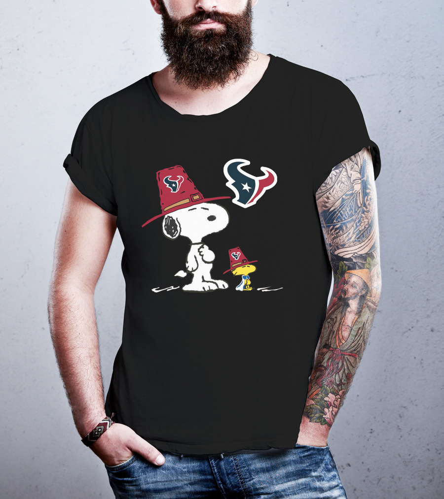 Houston Texans Snoopy And Woodstock Cowboy Hat T-Shirt