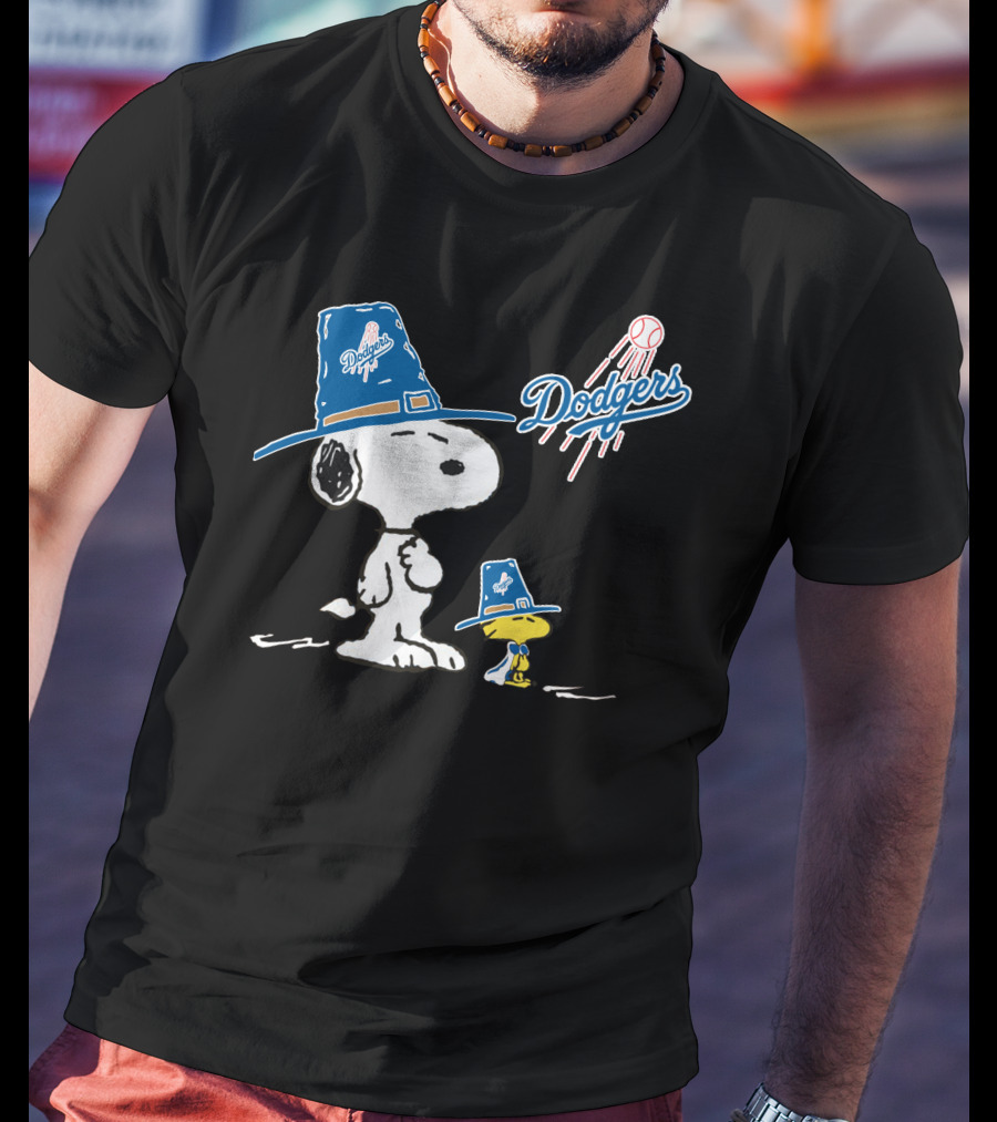 Los Angeles Dodgers Snoopy Woodstock Baseball Hat Peanuts T-Shirt