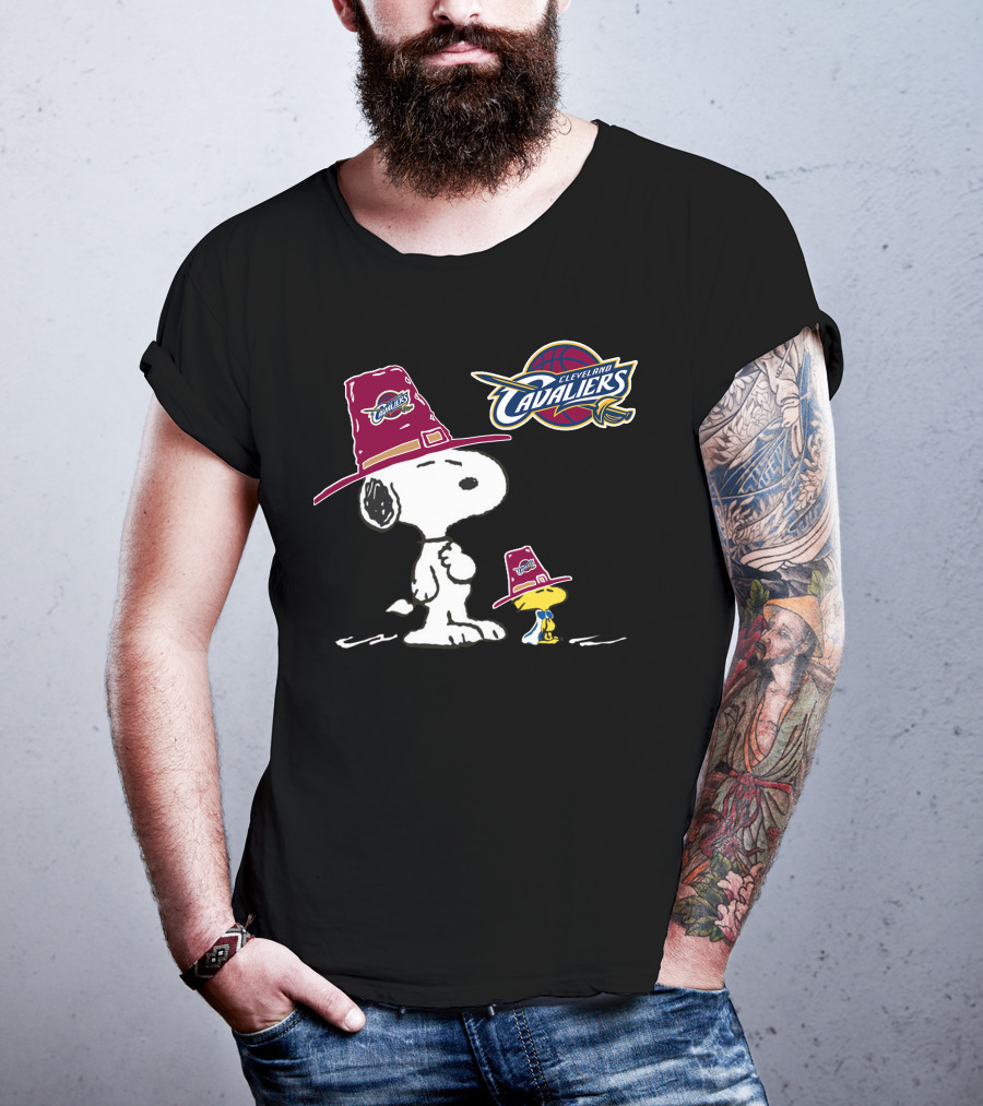 Cleveland Cavaliers Snoopy And Woodstock In Cavaliers Hats T-Shirt