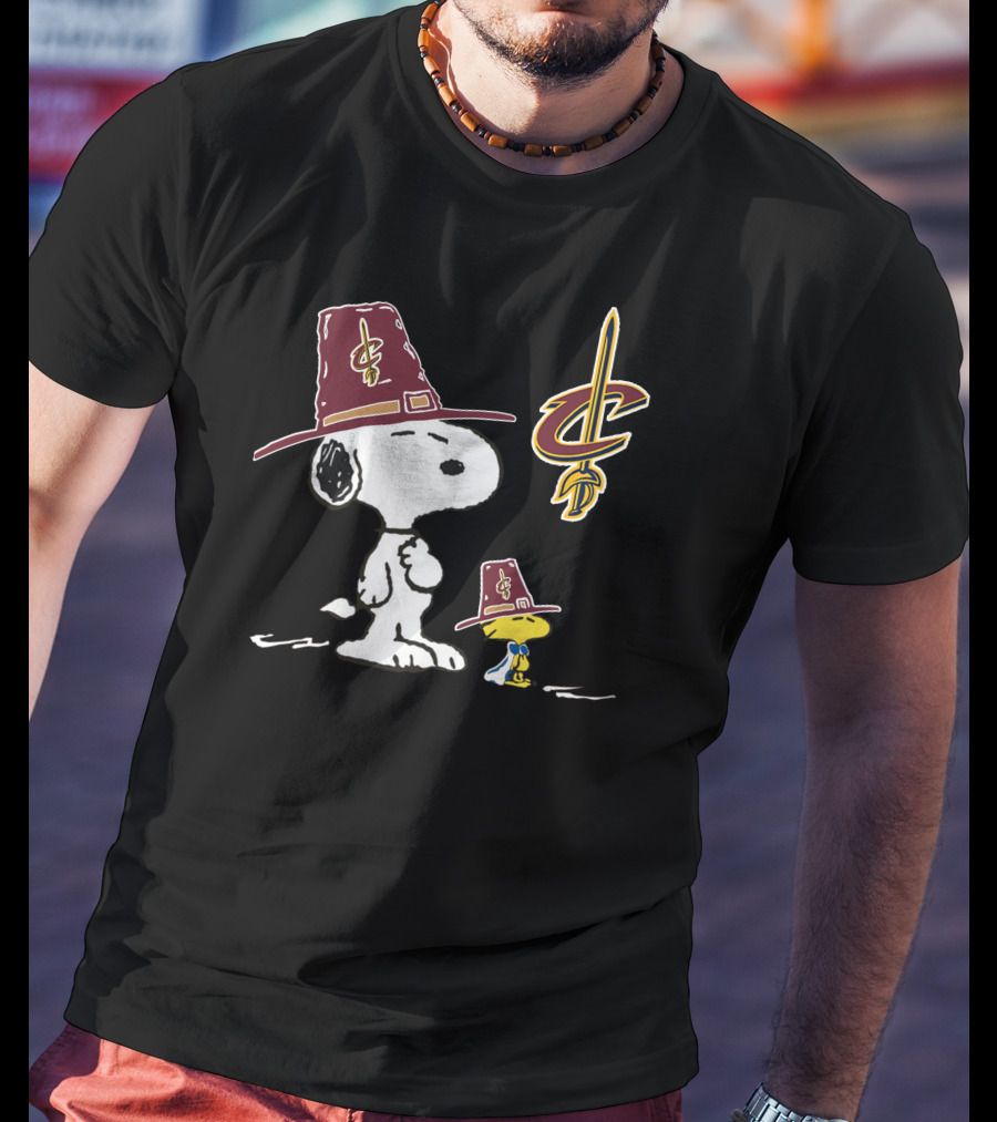 Cleveland Cavaliers Snoopy Woodstock Pilgrim Hats T-Shirt