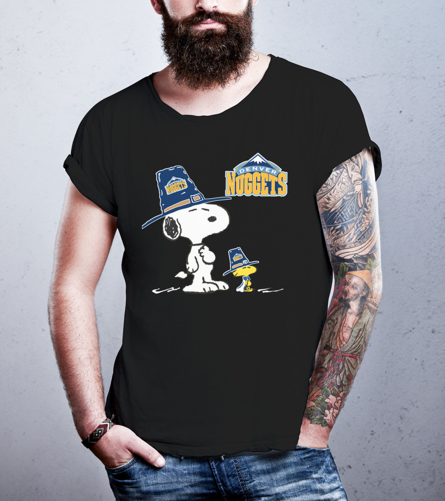 Denver Nuggets Snoopy And Woodstock With Pilgrim Hats T-Shirt