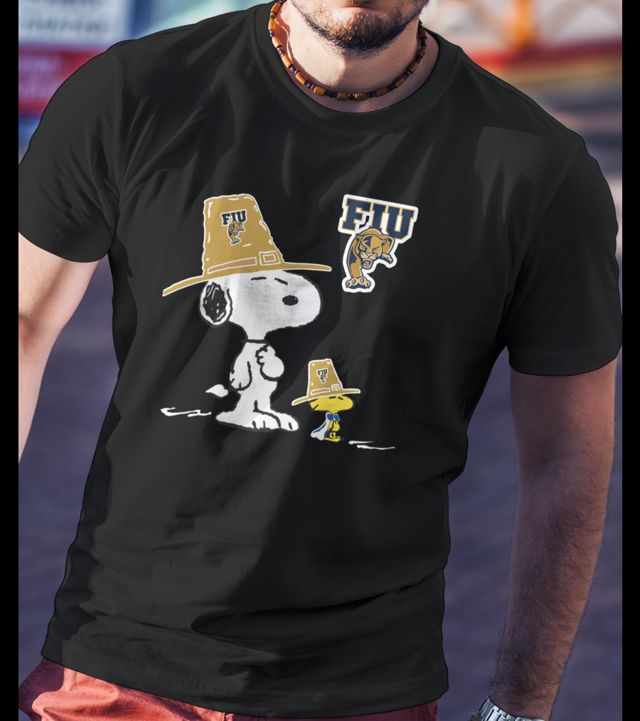 FIU Panthers Snoopy Thanksgiving Pilgrim Hat T-Shirt