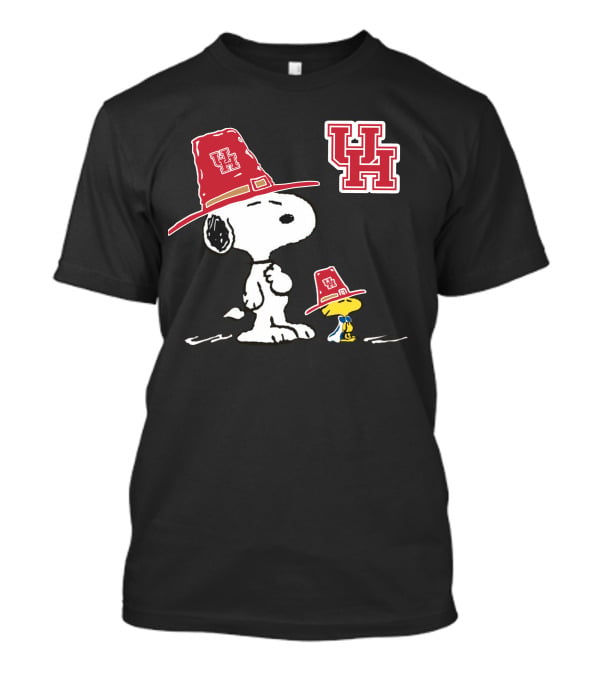 Houston Cougars UH Snoopy Thanksgiving Pilgrim Hat T-Shirt