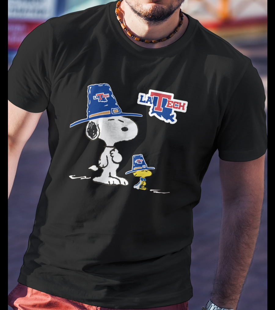 LA Tech Snoopy And Woodstock With Hats T-Shirt