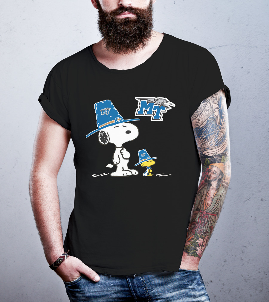 Middle Tennessee Blue Raiders Snoopy And Woodstock With MT T-Shirt