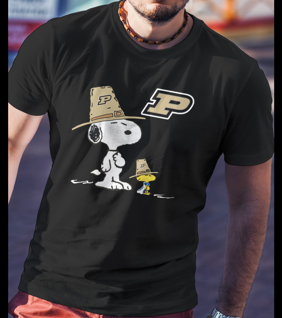 Purdue Boilermakers Snoopy Woodstock P Hat T-Shirt