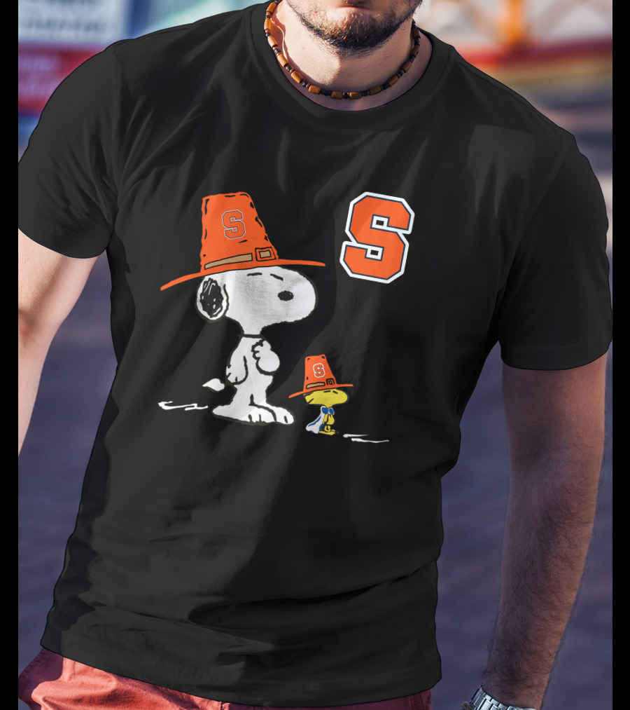 Syracuse Orange Snoopy Woodstock Pilgrim Hats T-Shirt