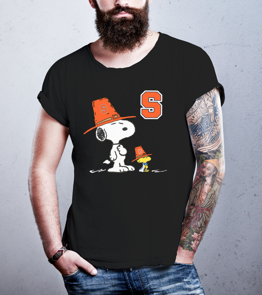 Syracuse Orange Snoopy Woodstock Pilgrim Hats T-Shirt