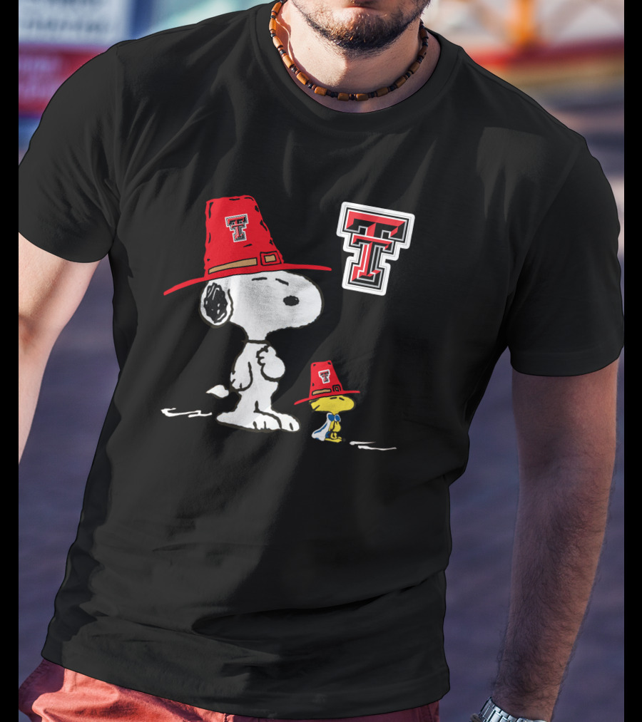 Texas Tech Red Raiders Snoopy Woodstock TTU Hat T-Shirt