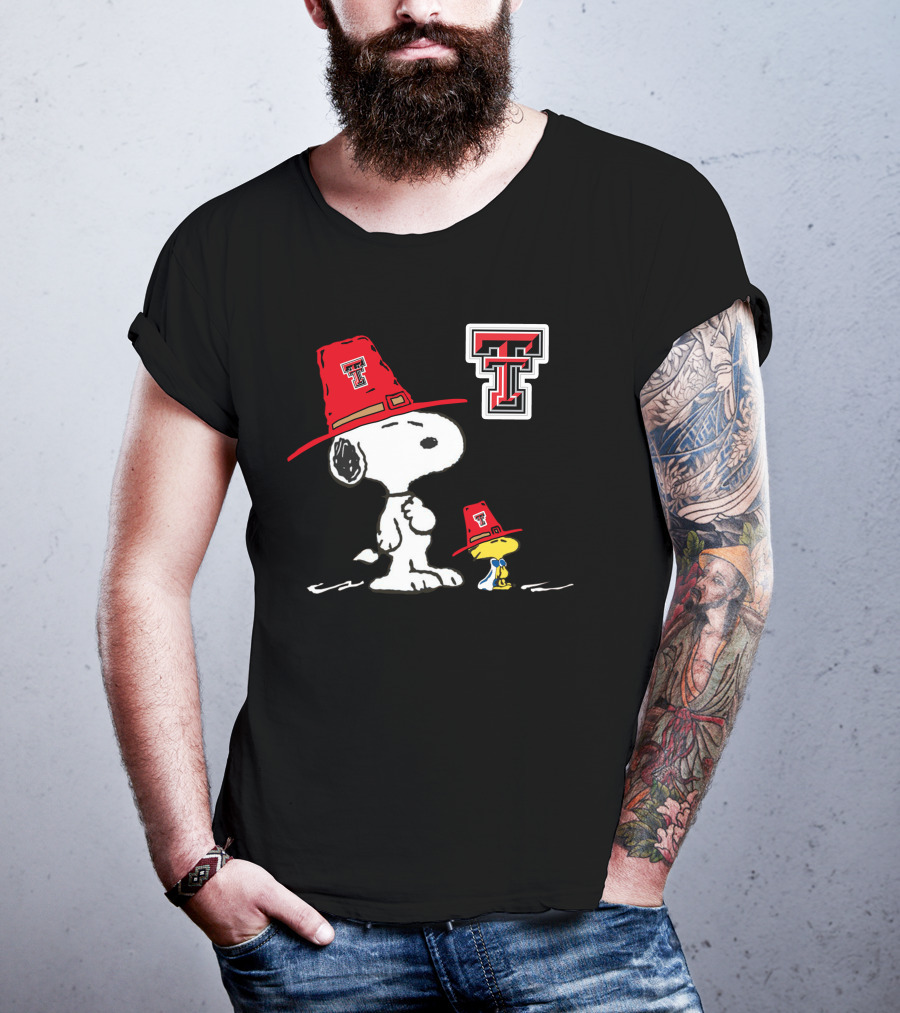 Texas Tech Red Raiders Snoopy Woodstock TTU Hat T-Shirt
