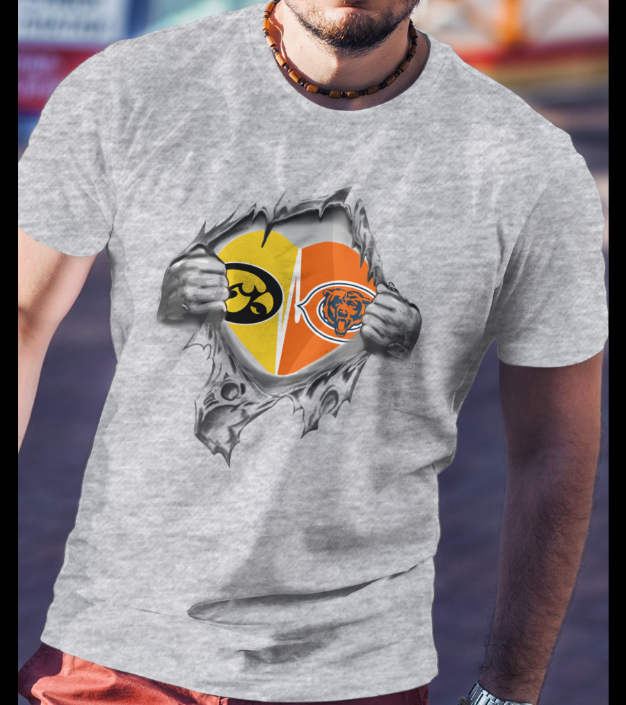 Iowa Hawkeyes Vs Chicago Bears Heart T-Shirt