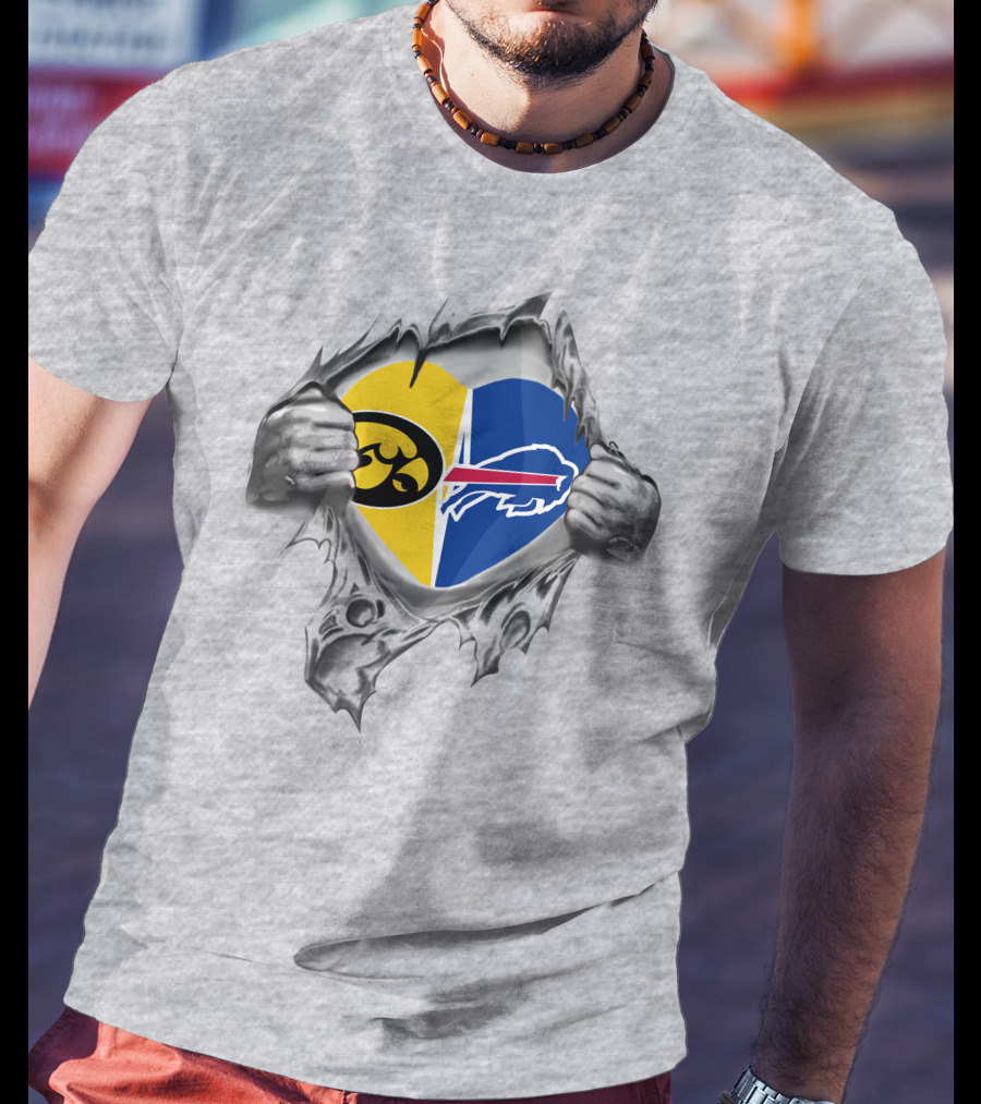 Iowa Hawkeyes Buffalo Bills Torn Heart Rivalry T-Shirt