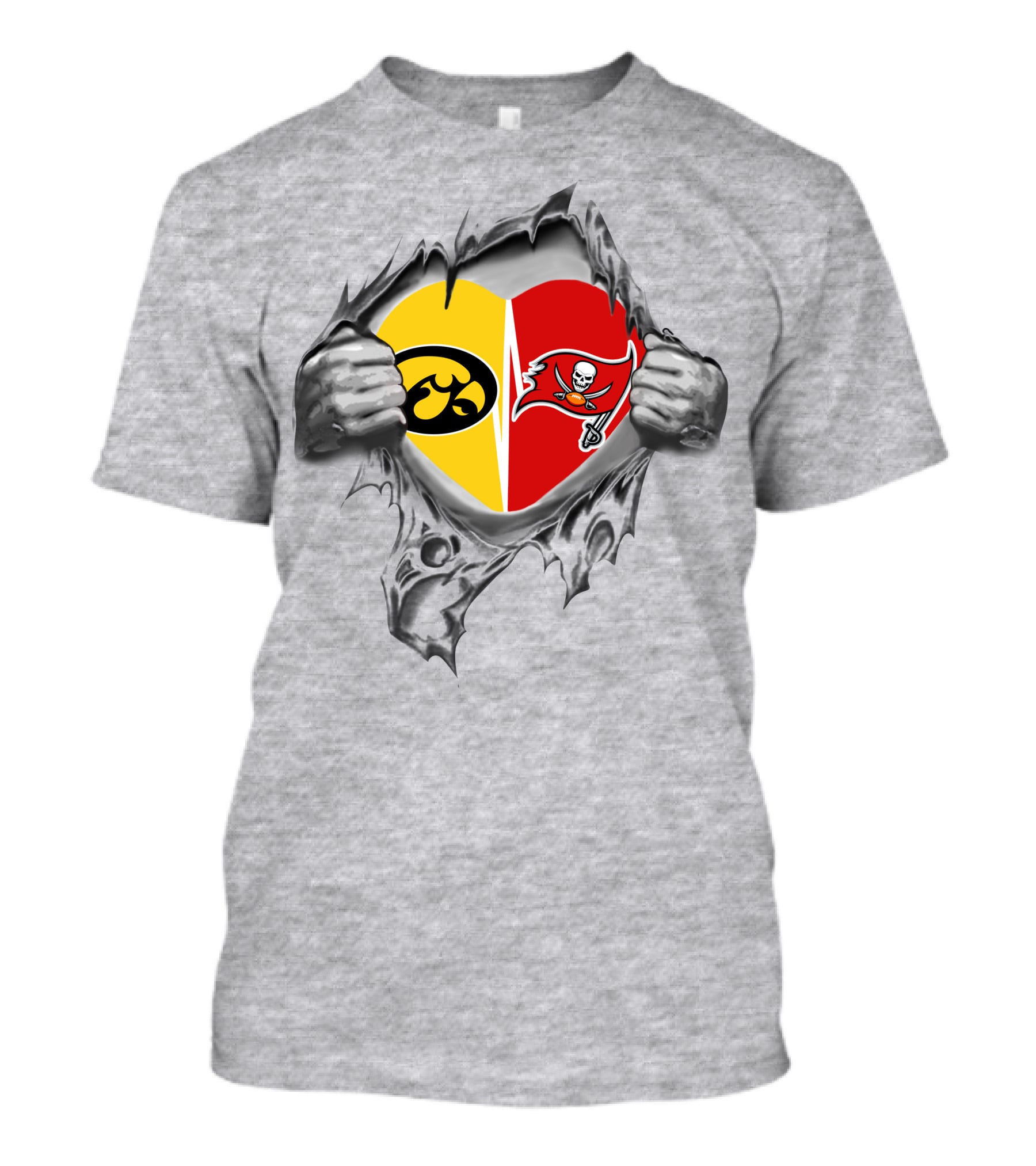 Iowa Hawkeyes Buccaneers Heart Logo Split T-Shirt
