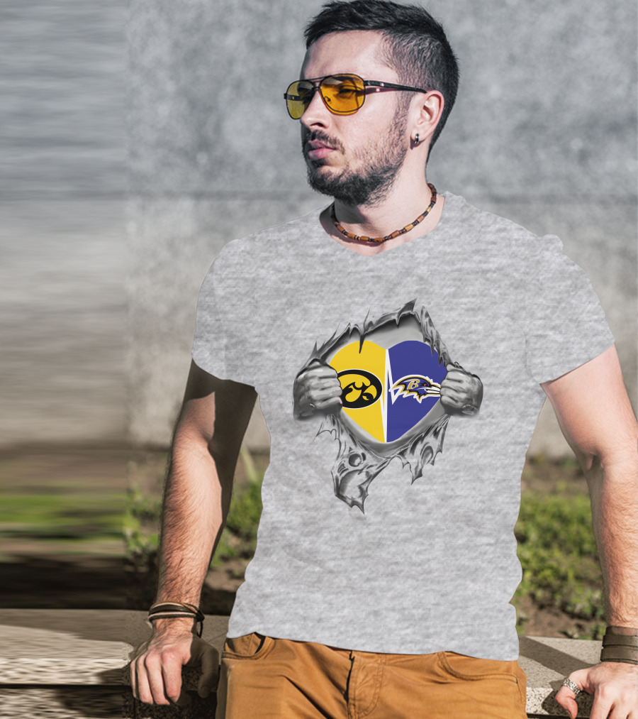 Iowa Hawkeyes Ravens Heart Logo Clash T-Shirt