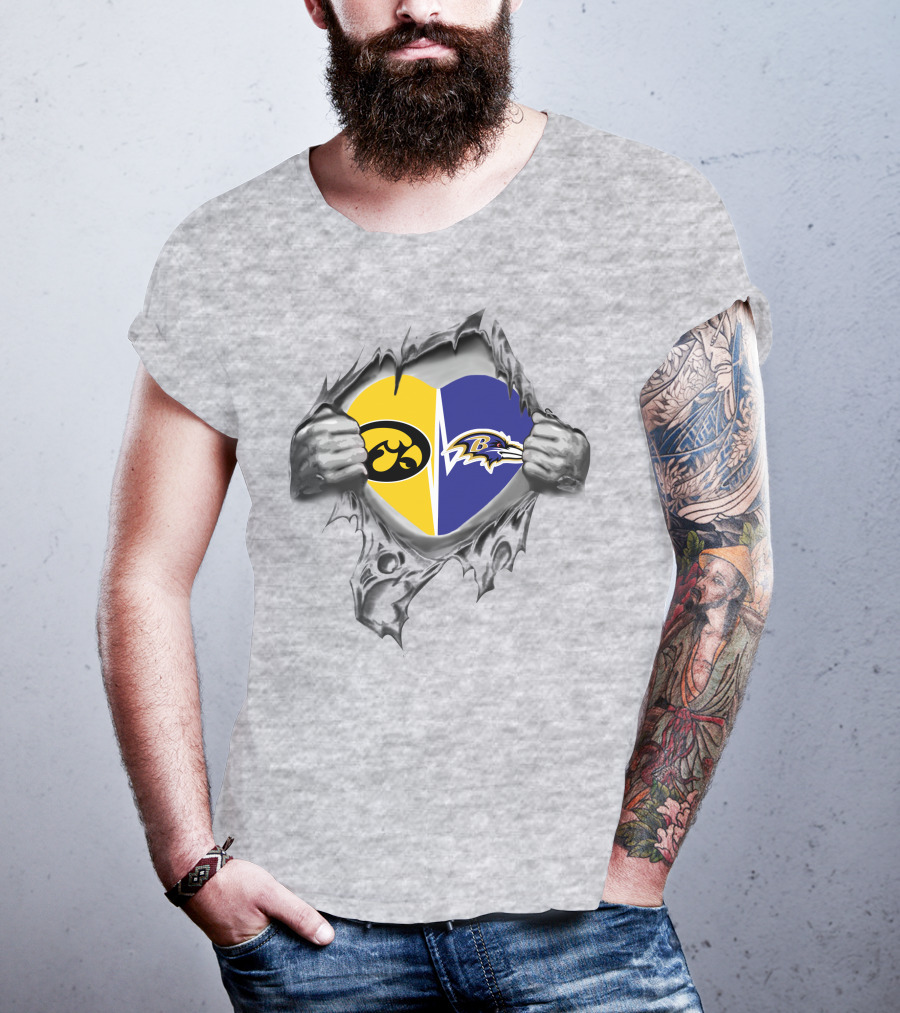 Iowa Hawkeyes Ravens Heart Logo Clash T-Shirt