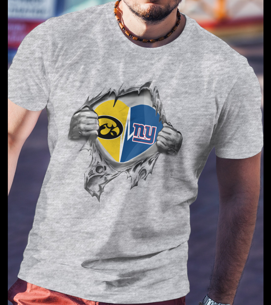 Iowa Hawkeyes New York Giants Heart T-Shirt