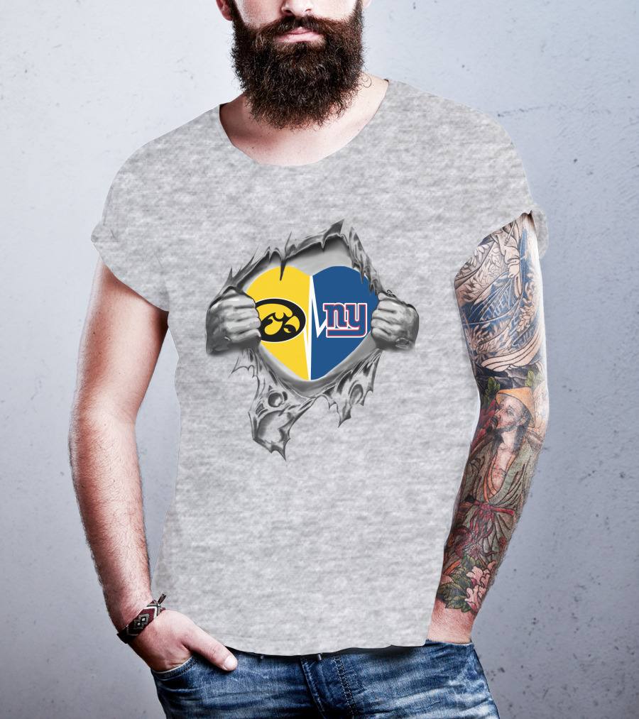 Iowa Hawkeyes New York Giants Heart T-Shirt
