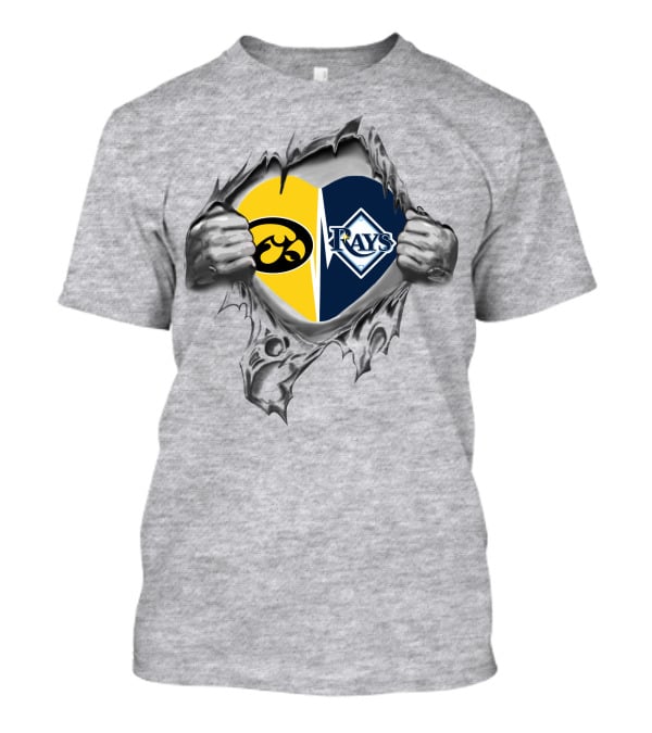 Iowa Hawkeyes Heart Tampa Bay Rays Heart T-Shirt