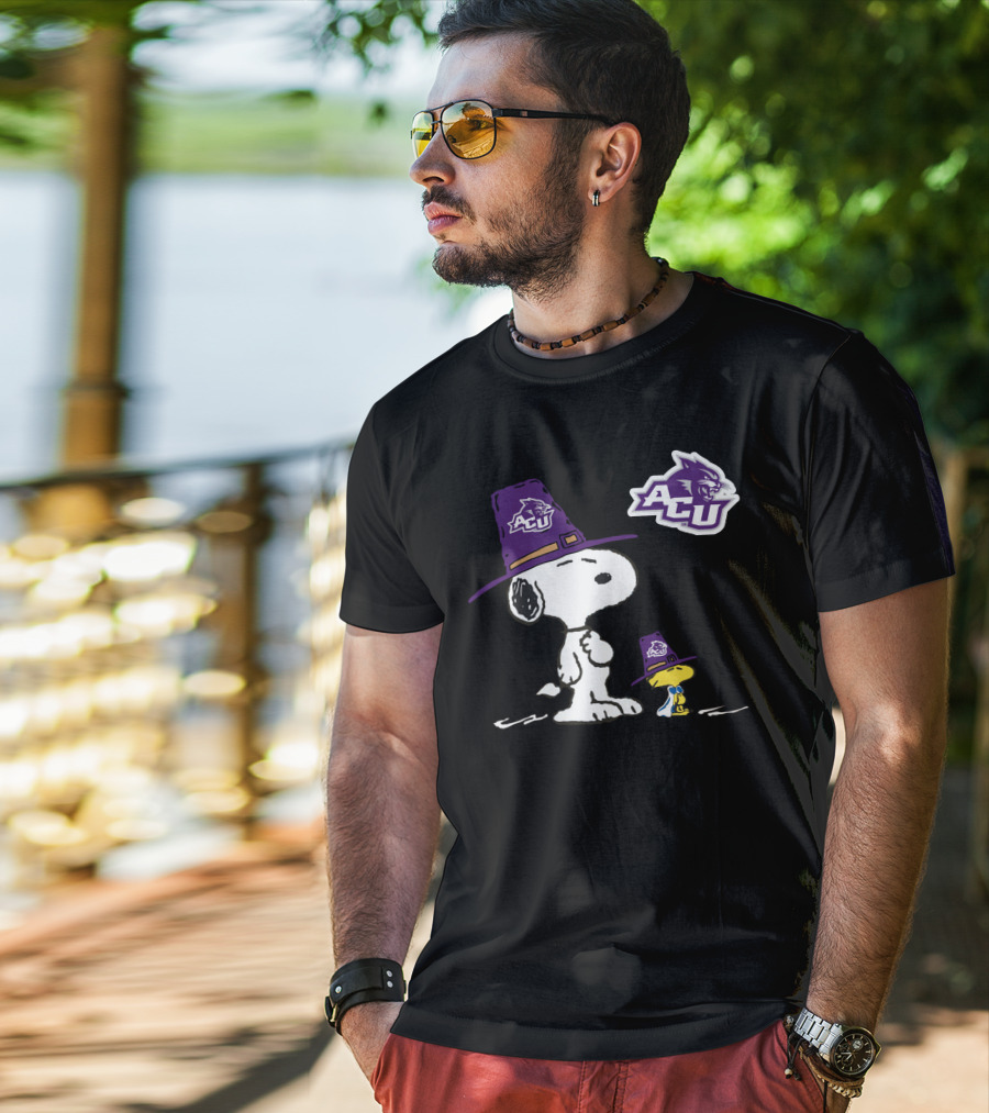 ACU Wildcats Snoopy Woodstock Pilgrim Hat T-Shirt