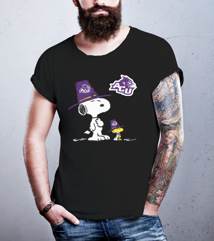 ACU Wildcats Snoopy Woodstock Pilgrim Hat T-Shirt