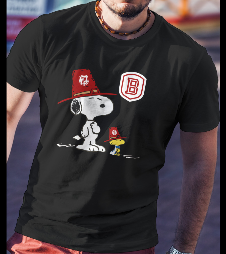 Bradley University Snoopy Woodstock With Red Hats T-Shirt