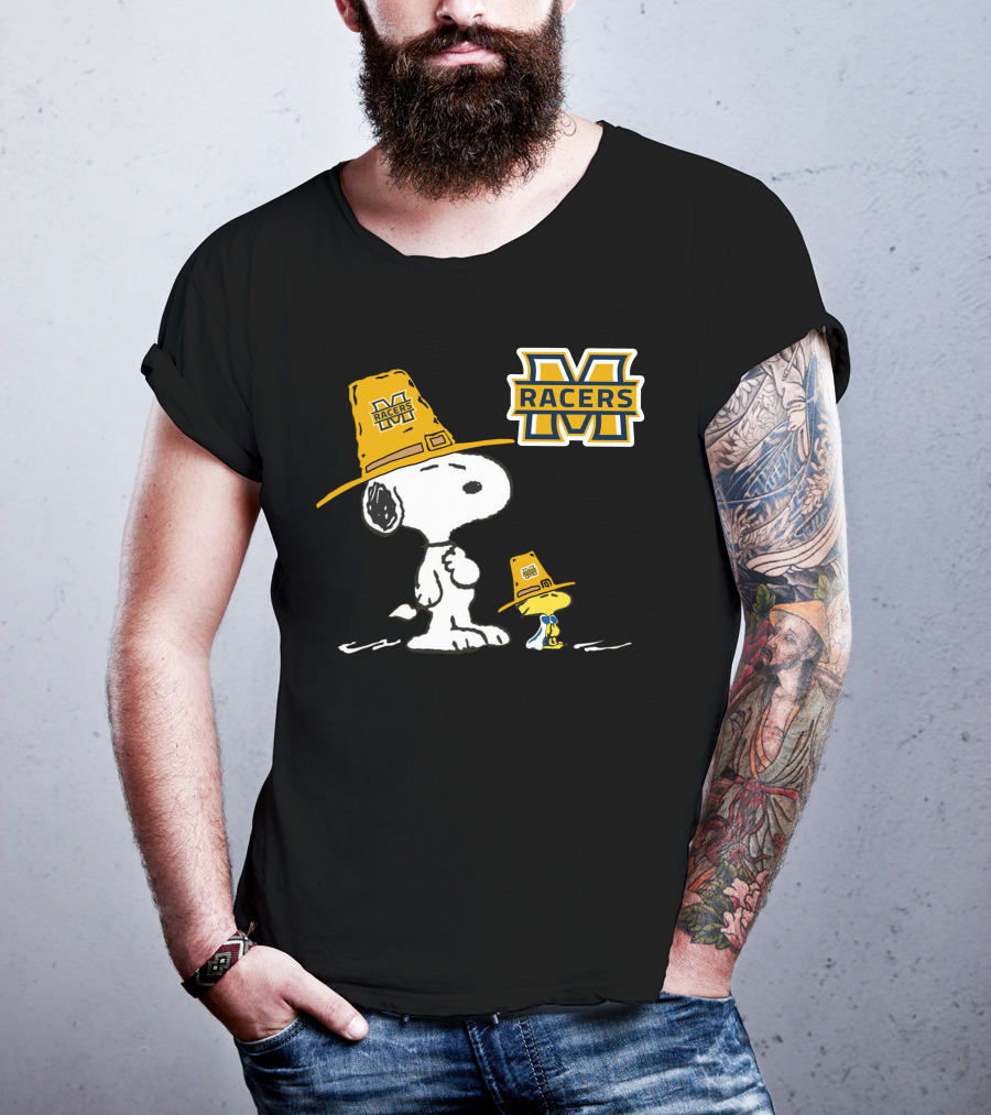 Murray State Racers Snoopy And Woodstock Pilgrim Hats T-Shirt