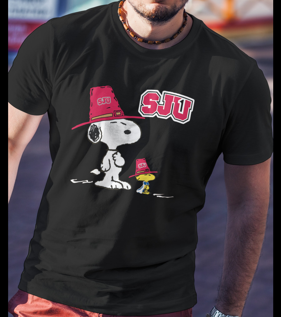 Snoopy SJU Red Hat With Woodstock T-Shirt