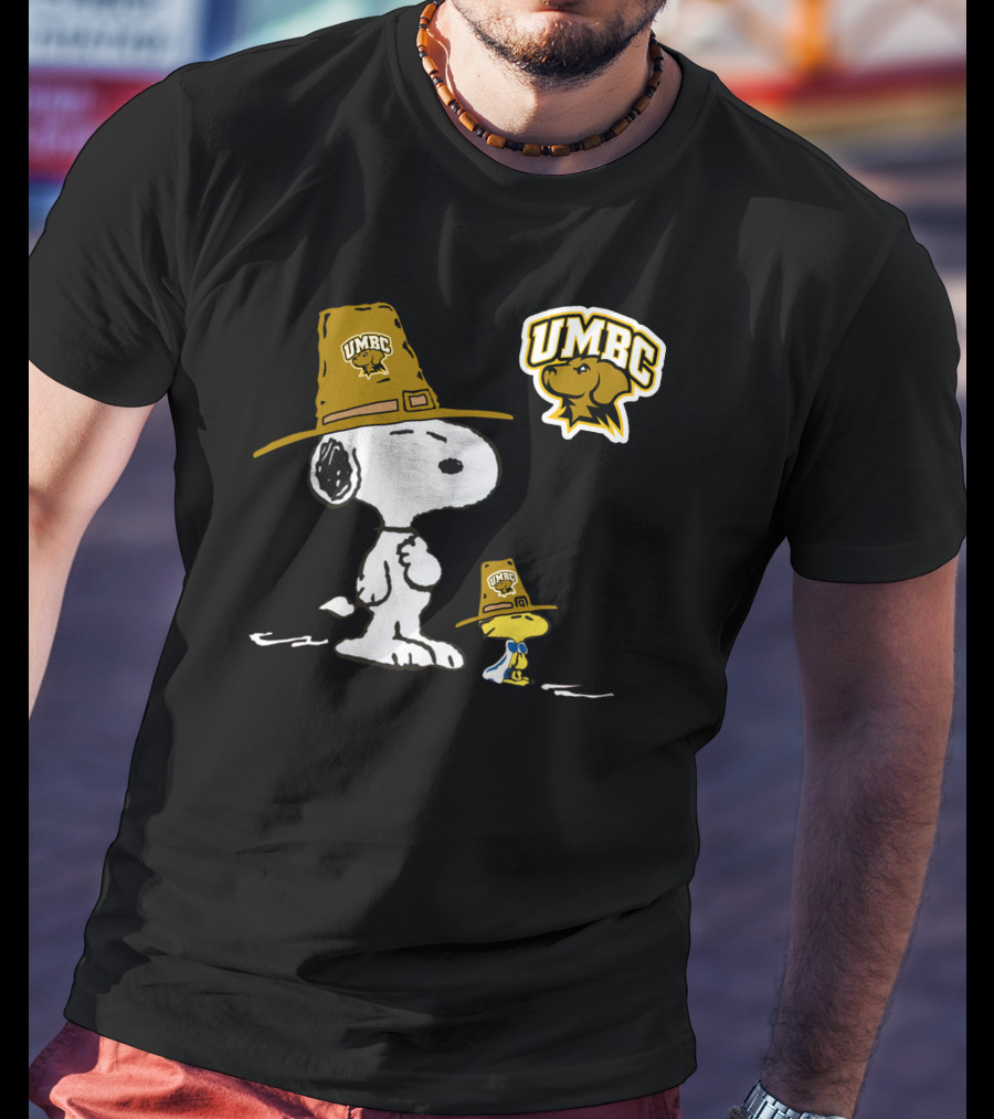 UMBC Snoopy Woodstock Mascot Hat T-Shirt